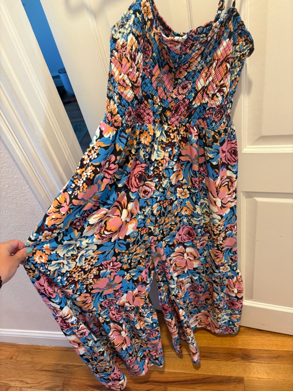 Multicolor Floral Smocked Jumpsuit
